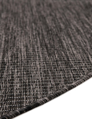 Black 3' 1 x 6' 1 Outdoor Solid Hearth Half-Round Semicircle Area Rug Weather Resistant for Patio, Deck, Terrace, Balcony, Porch 100% Polypropylene Minimalist Waterproof Carpet for Sale at Rug Engine