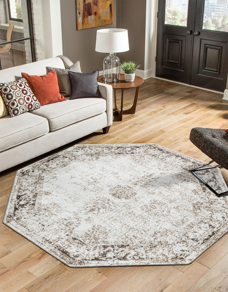 Beige 6' 1 x 6' 1 Sofia Octagon Area Rug Durable Easy Clean Stain Resistant Unique Carpet for Affordable Interior Home Design for Sale at Rug Engine