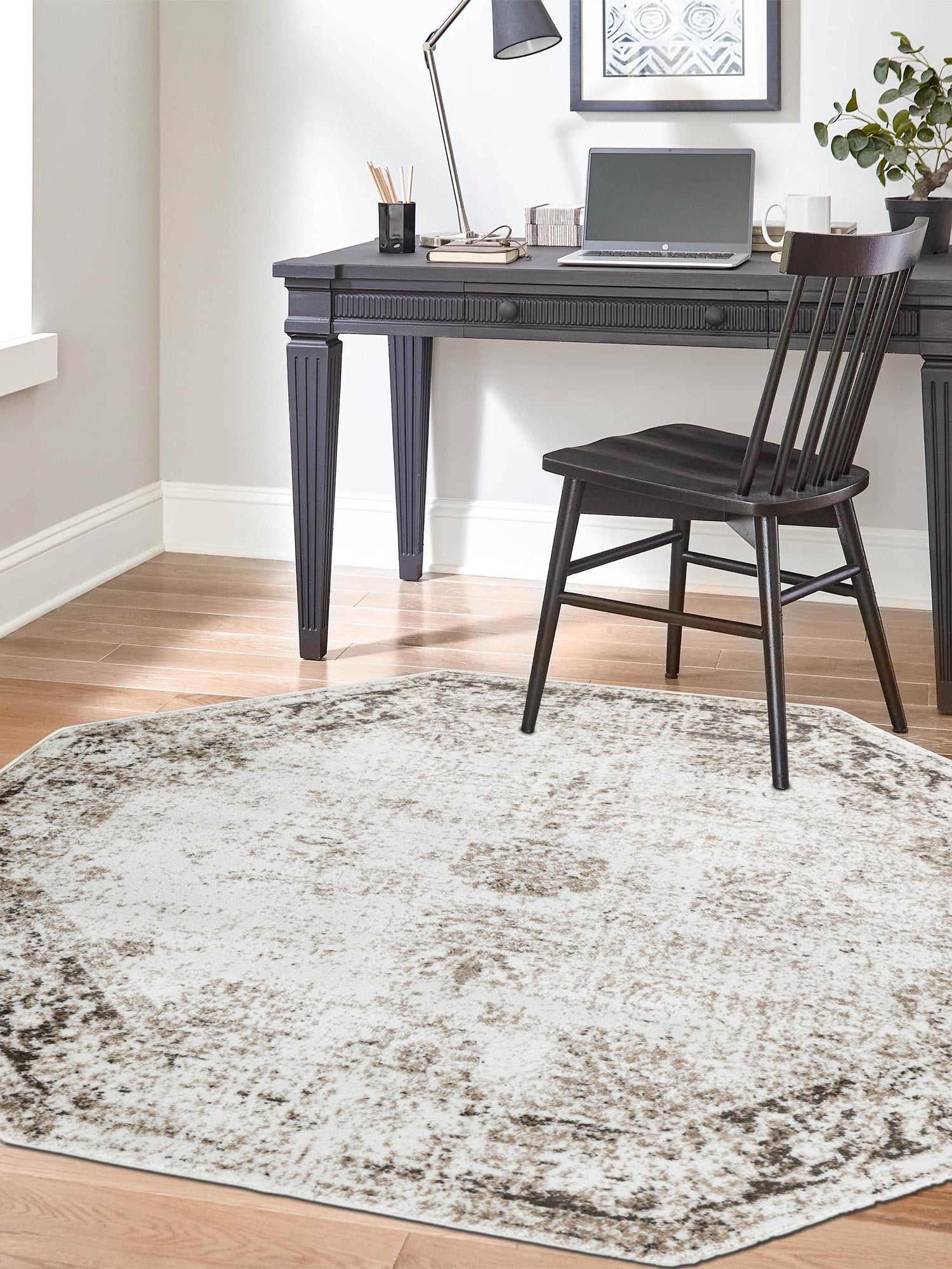 Beige 6' 1 x 6' 1 Sofia Octagon Area Rug Durable Easy Clean Stain Resistant Unique Carpet for Affordable Interior Home Design for Sale at Rug Engine