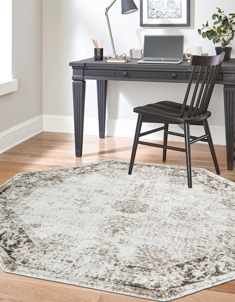 Beige 6' 1 x 6' 1 Sofia Octagon Area Rug Durable Easy Clean Stain Resistant Unique Carpet for Affordable Interior Home Design for Sale at Rug Engine