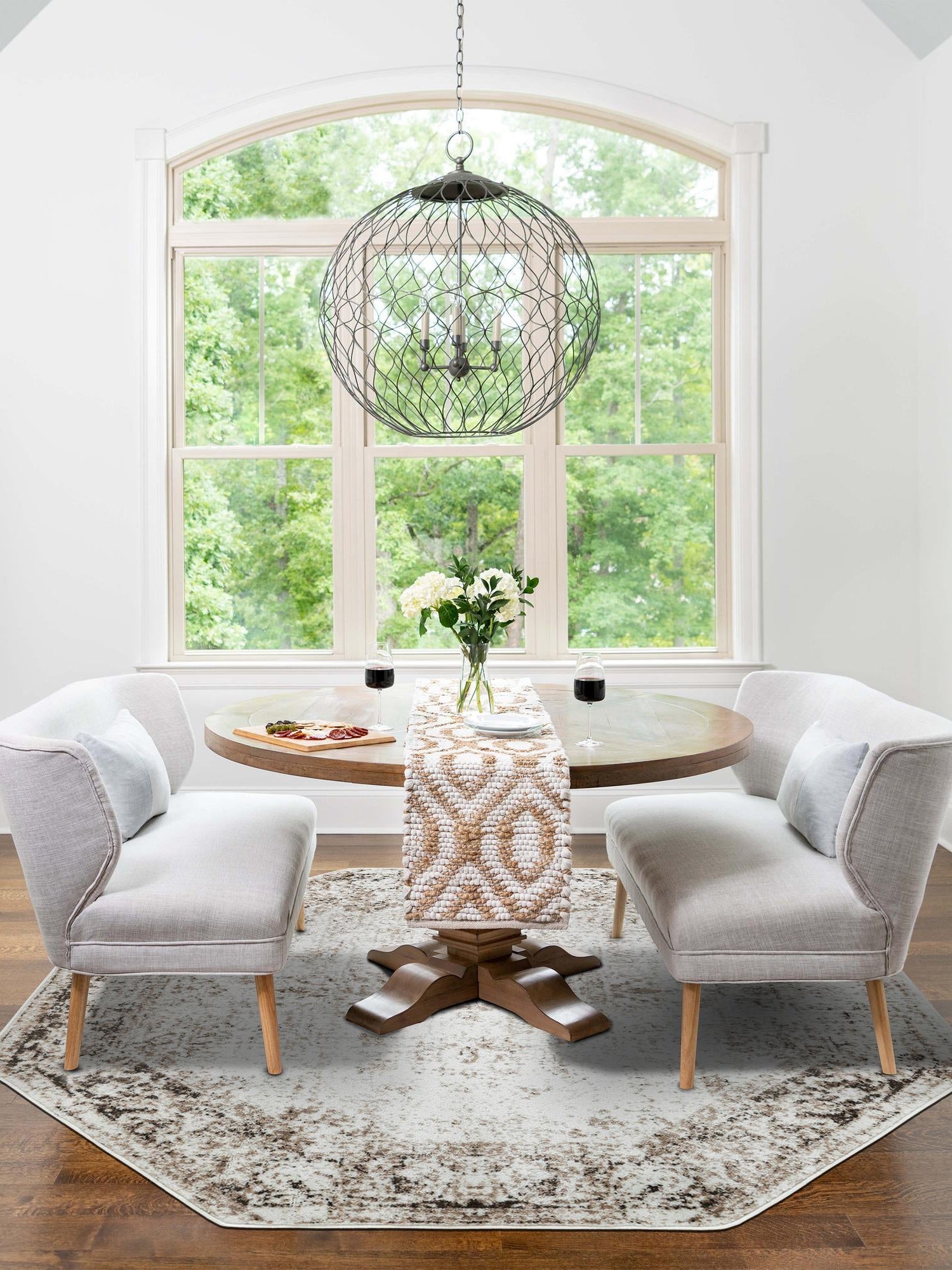 Beige 5' 3 x 5' 3 Sofia Octagon Area Rug Durable Easy Clean Stain Resistant Unique Carpet for Affordable Interior Home Design for Sale at Rug Engine