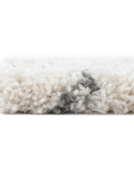 Pure Ivory 4' 1 x 4' 1 Rabat Shag Square Area Rug Thick Soft Touch Fluffy & Plush Shaggy Pile Durable Geometric Carpet for Luxury Interior Design for Sale at Rug Engine