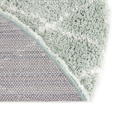 White Cyan 5' 3 x 5' 3 Rabat Shag Round Area Rug Thick Soft Touch Fluffy & Plush Shaggy Pile Durable Geometric Carpet for Luxury Interior Design for Sale at Rug Engine