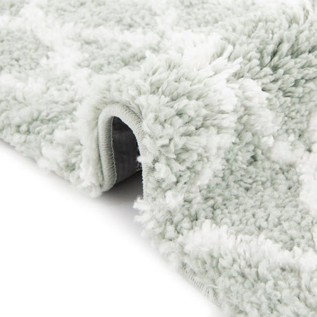 White Cyan 5' 3 x 5' 3 Rabat Shag Round Area Rug Thick Soft Touch Fluffy & Plush Shaggy Pile Durable Geometric Carpet for Luxury Interior Design for Sale at Rug Engine