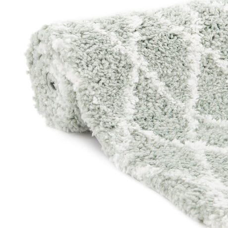 White Cyan 5' 3 x 5' 3 Rabat Shag Round Area Rug Thick Soft Touch Fluffy & Plush Shaggy Pile Durable Geometric Carpet for Luxury Interior Design for Sale at Rug Engine