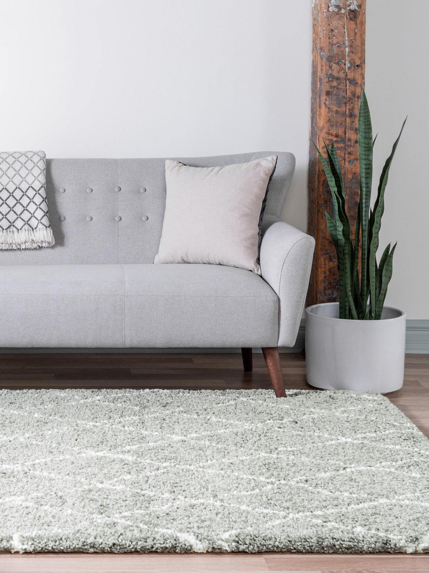 White Cyan 7' 10 x 10' Rabat Shag Rectangle Area Rug Thick Soft Touch Fluffy & Plush Shaggy Pile Durable Geometric Carpet for Luxury Interior Design for Sale at Rug Engine