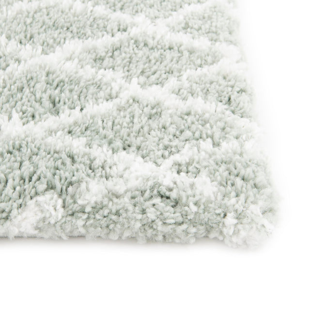 White Cyan 4' 1 x 6' 1 Rabat Shag Rectangle Area Rug Thick Soft Touch Fluffy & Plush Shaggy Pile