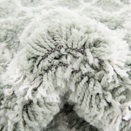 White Cyan 2' 7 x 10' Rabat Shag Runner Area Rug Thick Soft Touch Fluffy & Plush Shaggy Pile Durable Geometric Carpet for Luxury Interior Design for Sale at Rug Engine