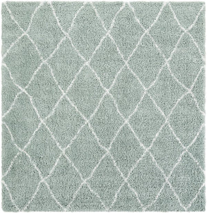 White Cyan 7' 10 x 7' 10 Rabat Shag Square Area Rug Thick Soft Touch Fluffy & Plush Shaggy Pile
