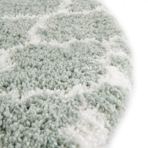 White Cyan 7' 10 x 7' 10 Rabat Shag Round Area Rug Thick Soft Touch Fluffy & Plush Shaggy Pile