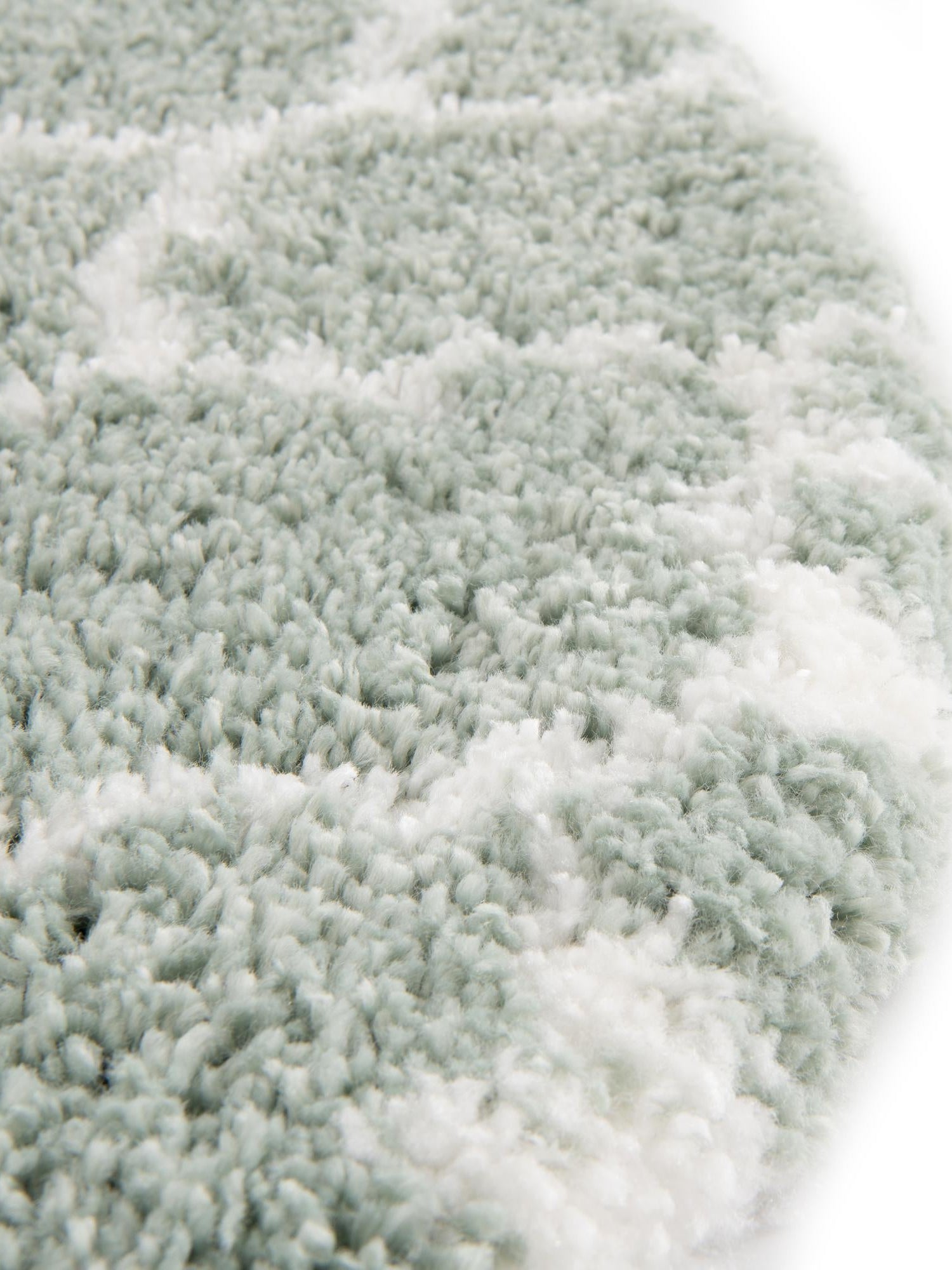 White Cyan 5' 3 x 5' 3 Rabat Shag Round Area Rug Thick Soft Touch Fluffy & Plush Shaggy Pile Durable Geometric Carpet for Luxury Interior Design for Sale at Rug Engine