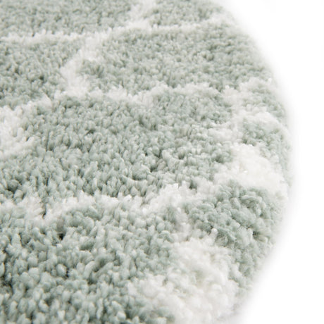 White Cyan 5' 3 x 5' 3 Rabat Shag Round Area Rug Thick Soft Touch Fluffy & Plush Shaggy Pile Durable Geometric Carpet for Luxury Interior Design for Sale at Rug Engine