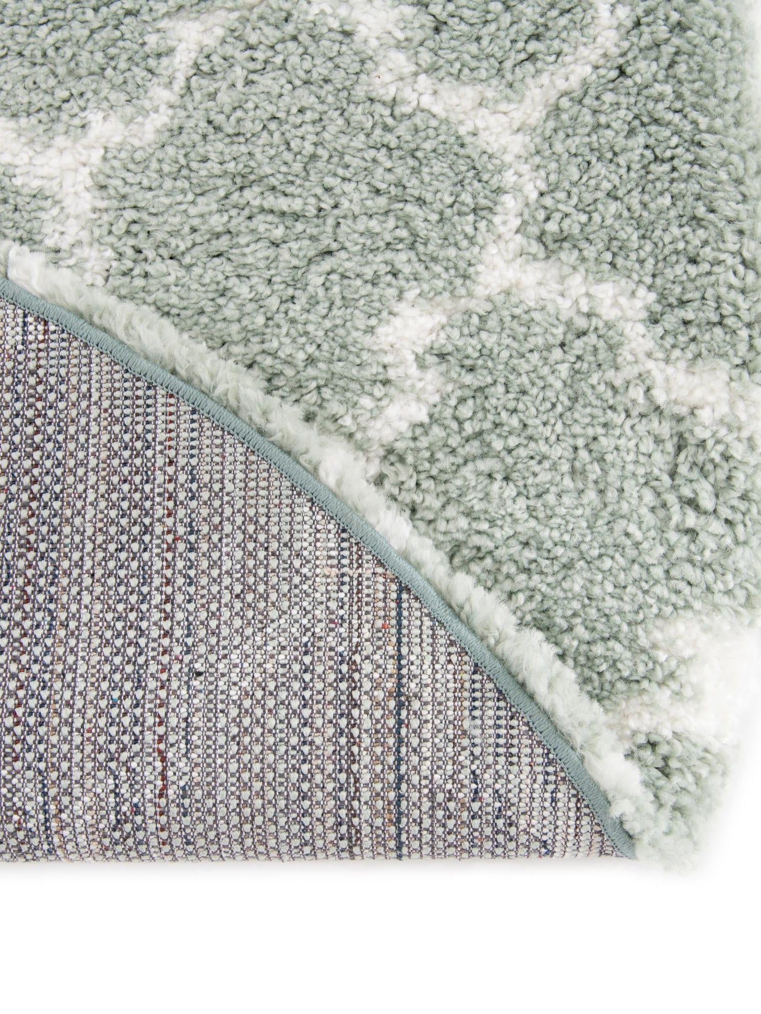 White Cyan 4' 1 x 4' 1 Rabat Shag Round Area Rug Thick Soft Touch Fluffy & Plush Shaggy Pile Durable Geometric Carpet for Luxury Interior Design for Sale at Rug Engine