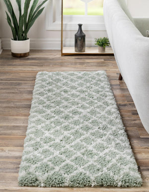 White Cyan 2' 7 x 12' Rabat Shag Runner Area Rug Thick Soft Touch Fluffy & Plush Shaggy Pile