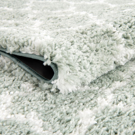 White Cyan 2' x 6' 1 Rabat Shag Runner Area Rug Thick Soft Touch Fluffy & Plush Shaggy Pile Durable Geometric Carpet for Luxury Interior Design for Sale at Rug Engine