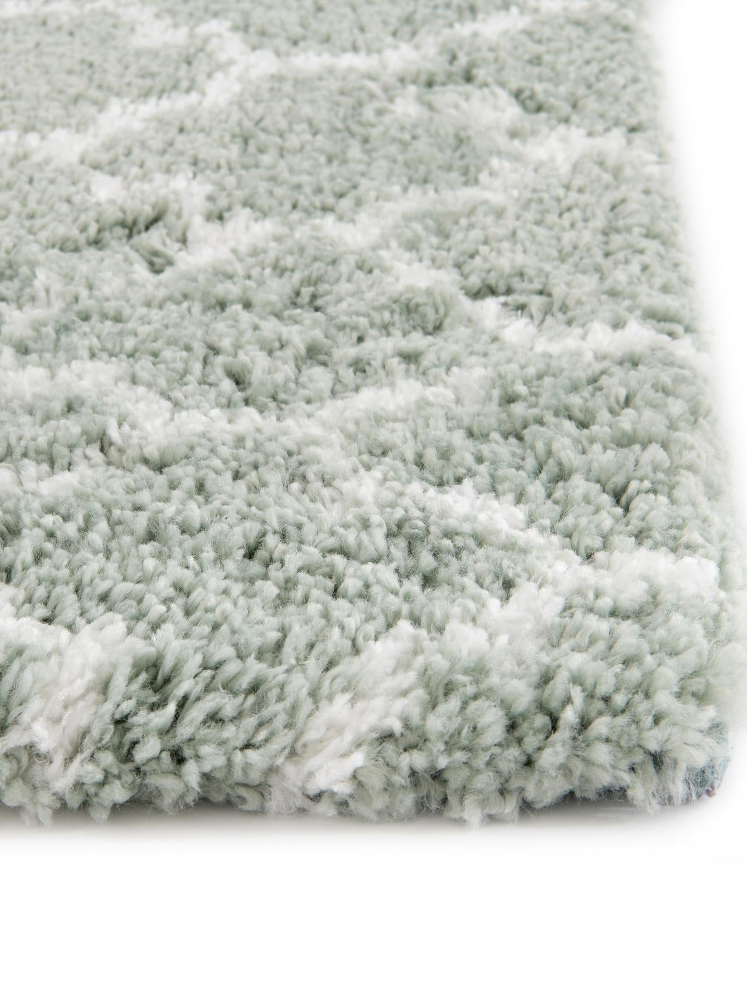White Cyan 2' x 6' 1 Rabat Shag Runner Area Rug Thick Soft Touch Fluffy & Plush Shaggy Pile Durable Geometric Carpet for Luxury Interior Design for Sale at Rug Engine