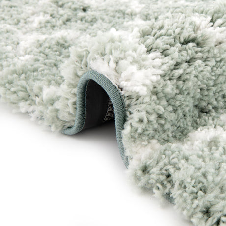 White Cyan 2' x 6' 1 Rabat Shag Runner Area Rug Thick Soft Touch Fluffy & Plush Shaggy Pile Durable Geometric Carpet for Luxury Interior Design for Sale at Rug Engine