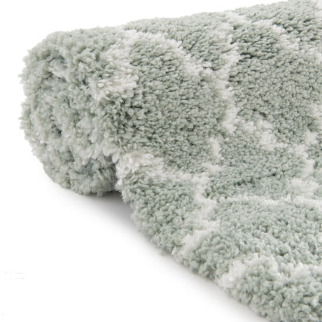 White Cyan 2' x 6' 1 Rabat Shag Runner Area Rug Thick Soft Touch Fluffy & Plush Shaggy Pile Durable Geometric Carpet for Luxury Interior Design for Sale at Rug Engine