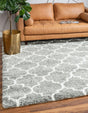 White Cyan 7' 10 x 7' 10 Rabat Shag Square Area Rug Thick Soft Touch Fluffy & Plush Shaggy Pile
