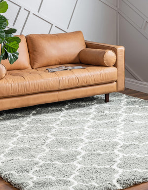 White Cyan 7' 10 x 7' 10 Rabat Shag Square Area Rug Thick Soft Touch Fluffy & Plush Shaggy Pile