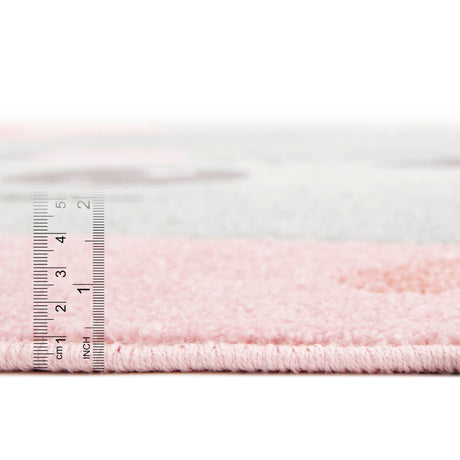 Pink 3' 3 x 3' 3 Whimsy Kids Round Area Rug for Baby Nursery, Toddler Playroom,  Bedrooms Playful Fun Design Easy Clean Carpet for Sale at Rug Engine