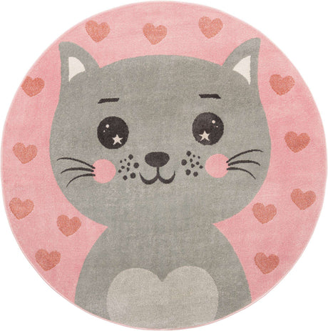Pink 8' x 8' Whimsy Kids Round Rug