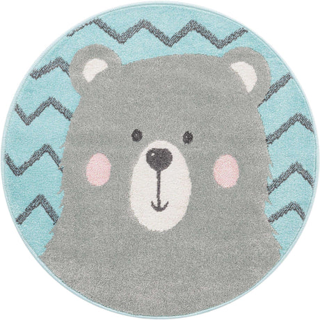 Blue 3' 3 x 3' 3 Whimsy Kids Round Rug