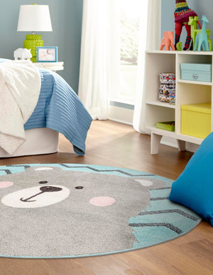 Blue 3' 3 x 3' 3 Whimsy Kids Round Rug