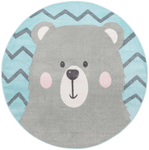 Blue 8' x 8' Whimsy Kids Round Rug