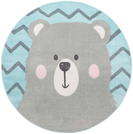 Blue 8' x 8' Whimsy Kids Round Rug