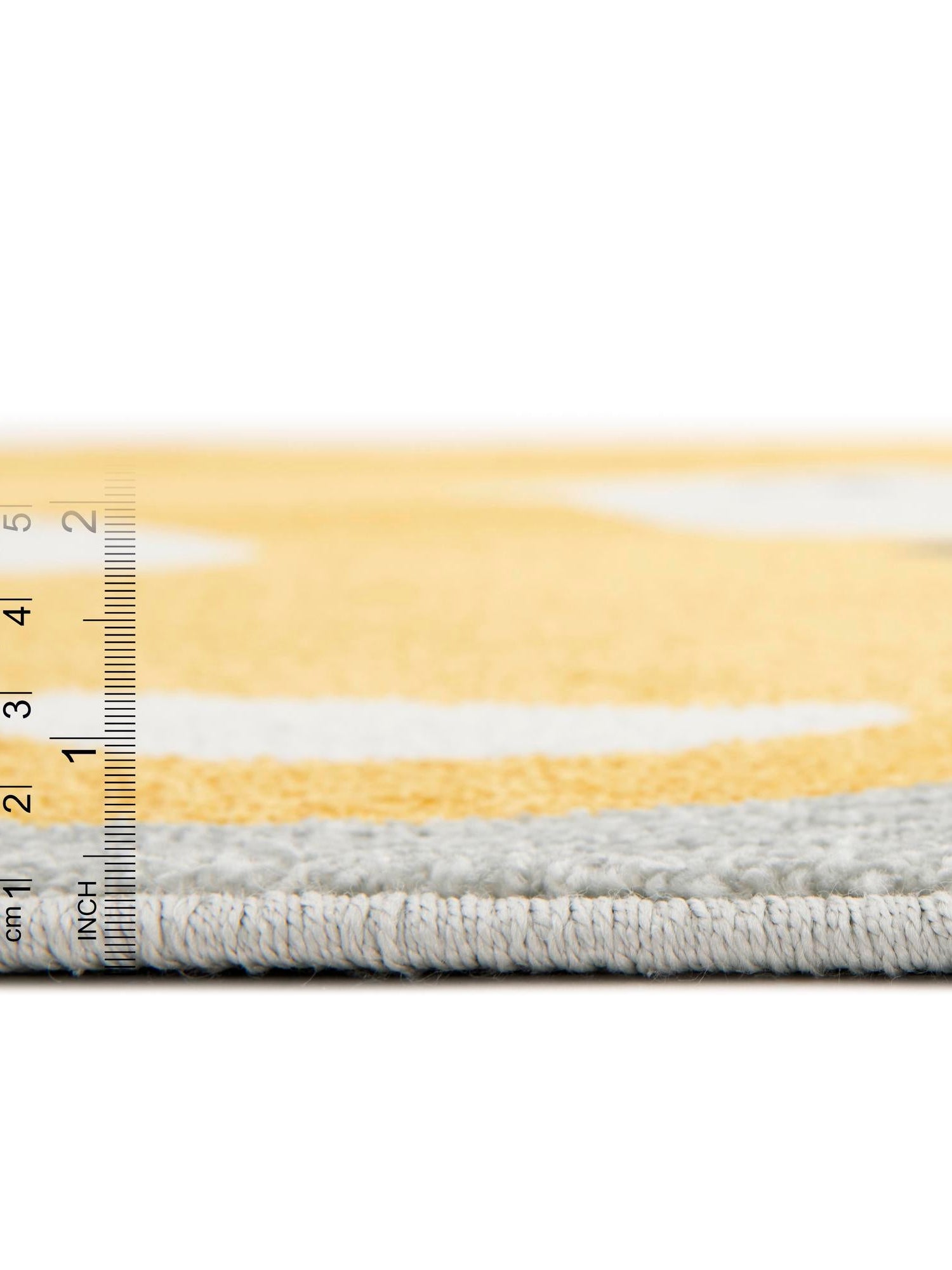 Yellow 5' 3 x 5' 3 Whimsy Kids Round Area Rug for Baby Nursery, Toddler Playroom, Bedrooms