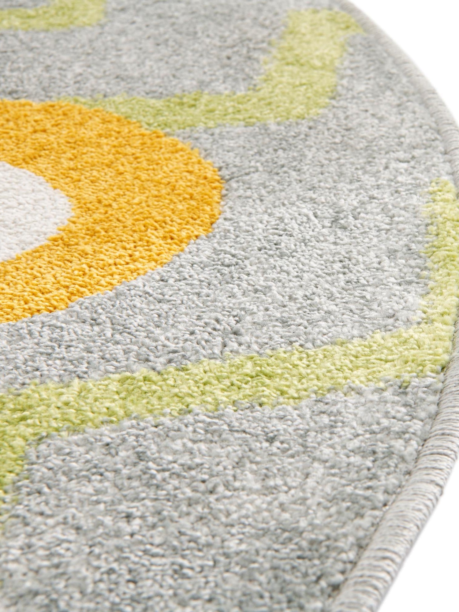Yellow 5' 3 x 5' 3 Whimsy Kids Round Area Rug for Baby Nursery, Toddler Playroom, Bedrooms
