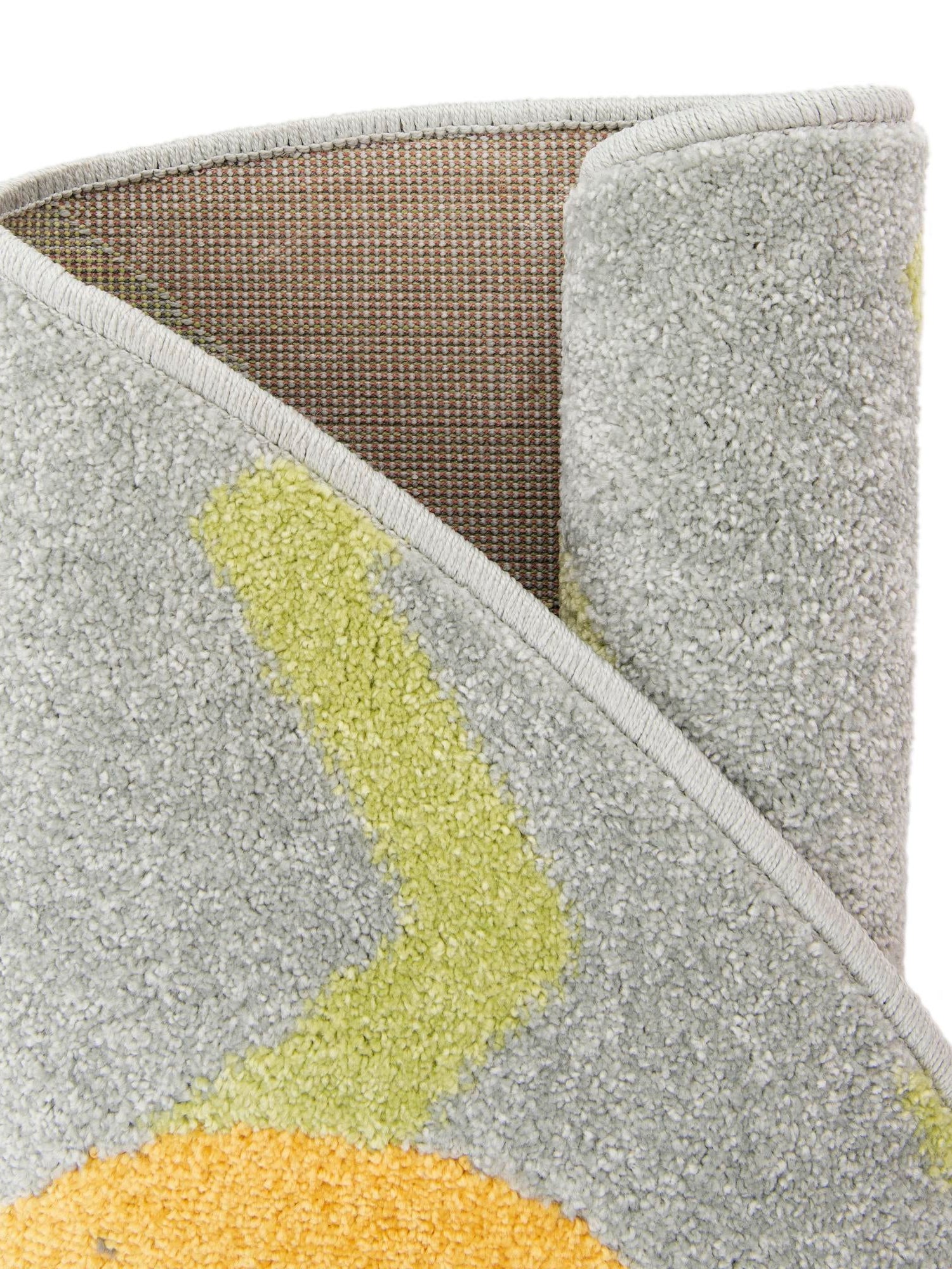 Yellow 5' 3 x 5' 3 Whimsy Kids Round Area Rug for Baby Nursery, Toddler Playroom, Bedrooms