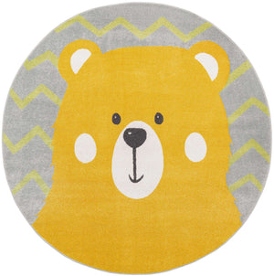 Yellow 8' x 8' Whimsy Kids Round Rug