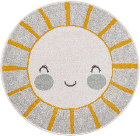 Gray 3' 3 x 3' 3 Whimsy Kids Round Rug