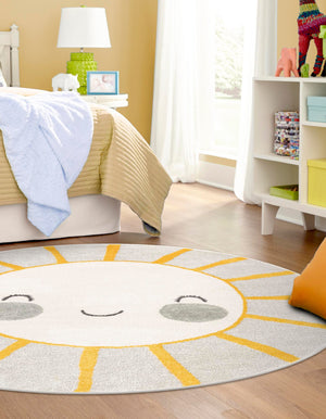 Gray 5' 3 x 5' 3 Whimsy Kids Round Rug