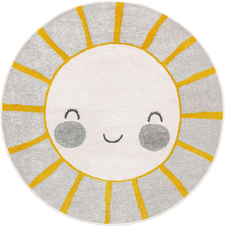 Gray 5' 3 x 5' 3 Whimsy Kids Round Rug