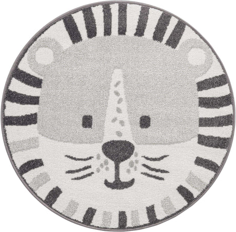 Gray 3' 3 x 3' 3 Whimsy Kids Round Rug