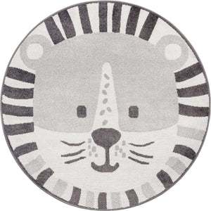 Gray 5' 3 x 5' 3 Whimsy Kids Round Rug
