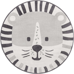 Gray 8' x 8' Whimsy Kids Round Rug