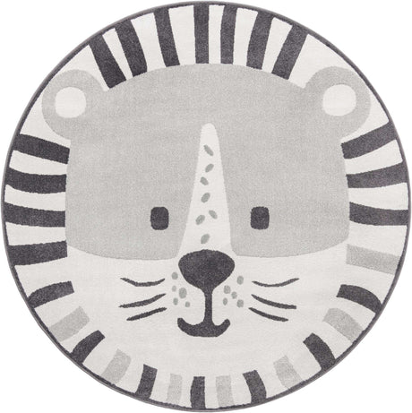 Gray 8' x 8' Whimsy Kids Round Rug