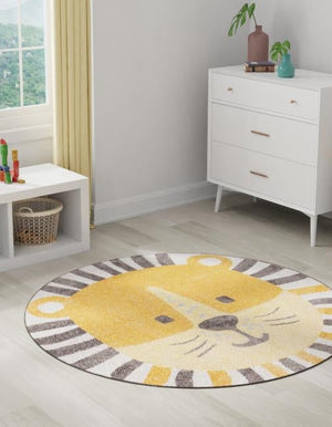 Light Brown 3' 3 x 3' 3 Whimsy Kids Round Rug