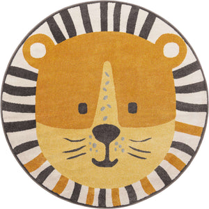 Light Brown 8' x 8' Whimsy Kids Round Rug
