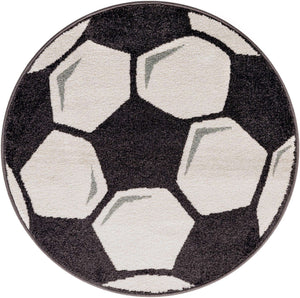 Black and White 3' 3 x 3' 3 Whimsy Kids Round Rug