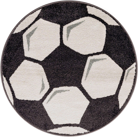 Black and White 3' 3 x 3' 3 Whimsy Kids Round Rug
