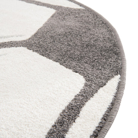 Black and White 7' 10 x 7' 10 Whimsy Kids Round Area Rug for Baby Nursery, Toddler Playroom,  Bedrooms Playful Fun Design Easy Clean Carpet for Sale at Rug Engine