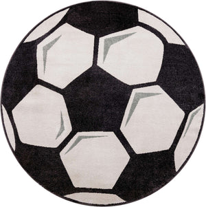 Black and White 8' x 8' Whimsy Kids Round Rug