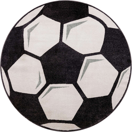 Black and White 8' x 8' Whimsy Kids Round Rug