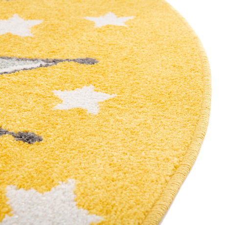 Yellow 7' 10 x 7' 10 Whimsy Kids Round Area Rug for Baby Nursery, Toddler Playroom,  Bedrooms Playful Fun Design Easy Clean Carpet for Sale at Rug Engine