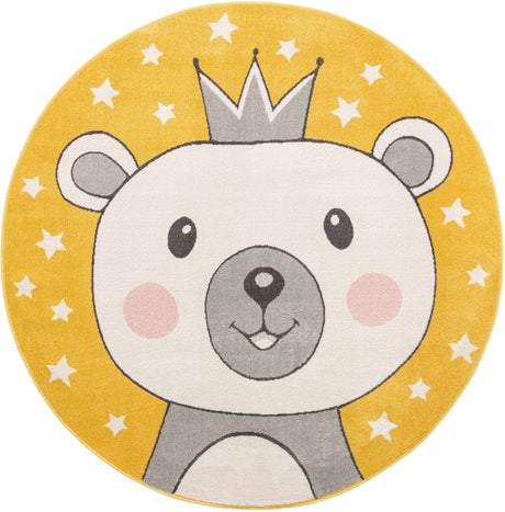Yellow 8' x 8' Whimsy Kids Round Rug
